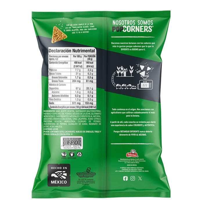Popcorners Botana de Maíz Explotado Jalapeño 130 g - imagen 4