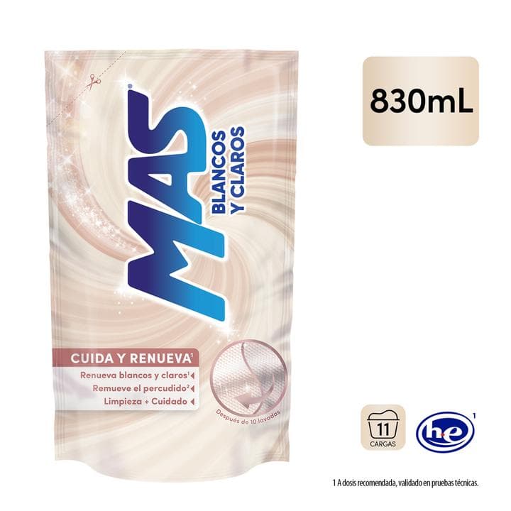 Detergente Líquido Blancos y Claros 830 ml